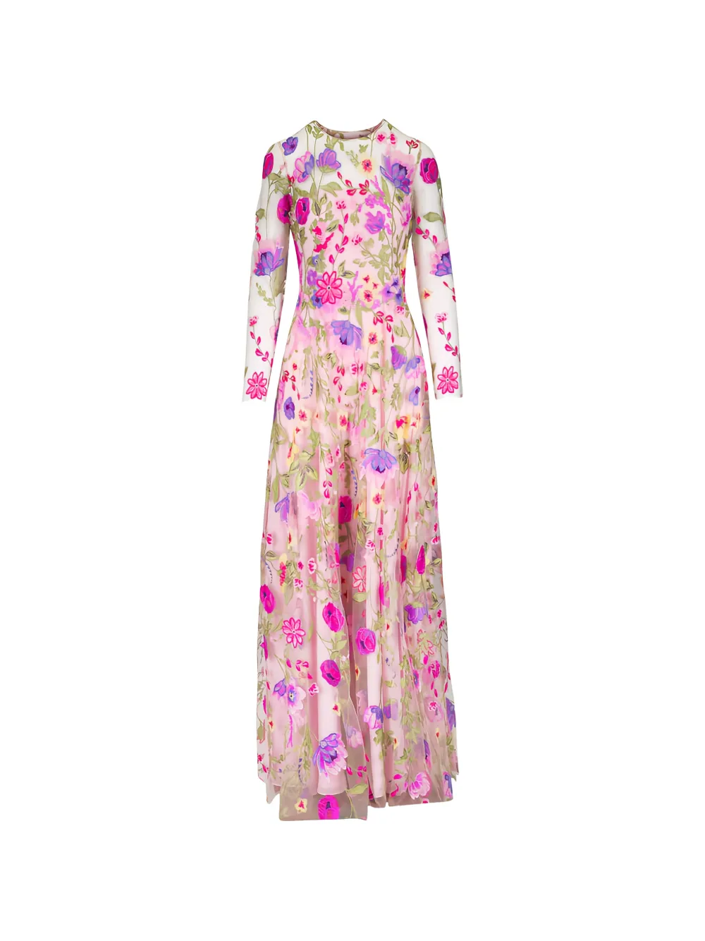Naeem Khan floral-embroidered long-sleeve maxi dress - Rosa