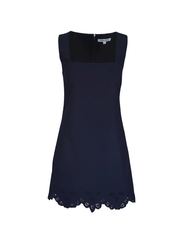 Veronica Beard Broderie-anglaise Scalloped-hem Dress in Blue