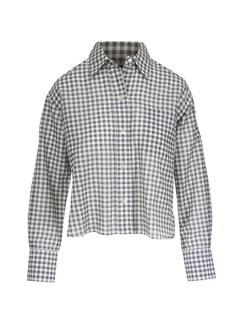 Vince gingham-check cropped shirt - Schwarz