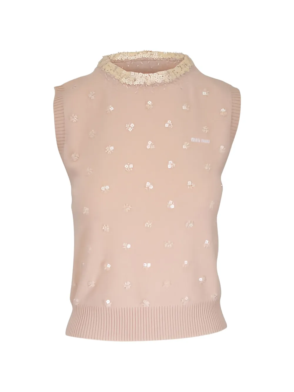 Miu Miu sequin-embellished sweater vest - Neutrals