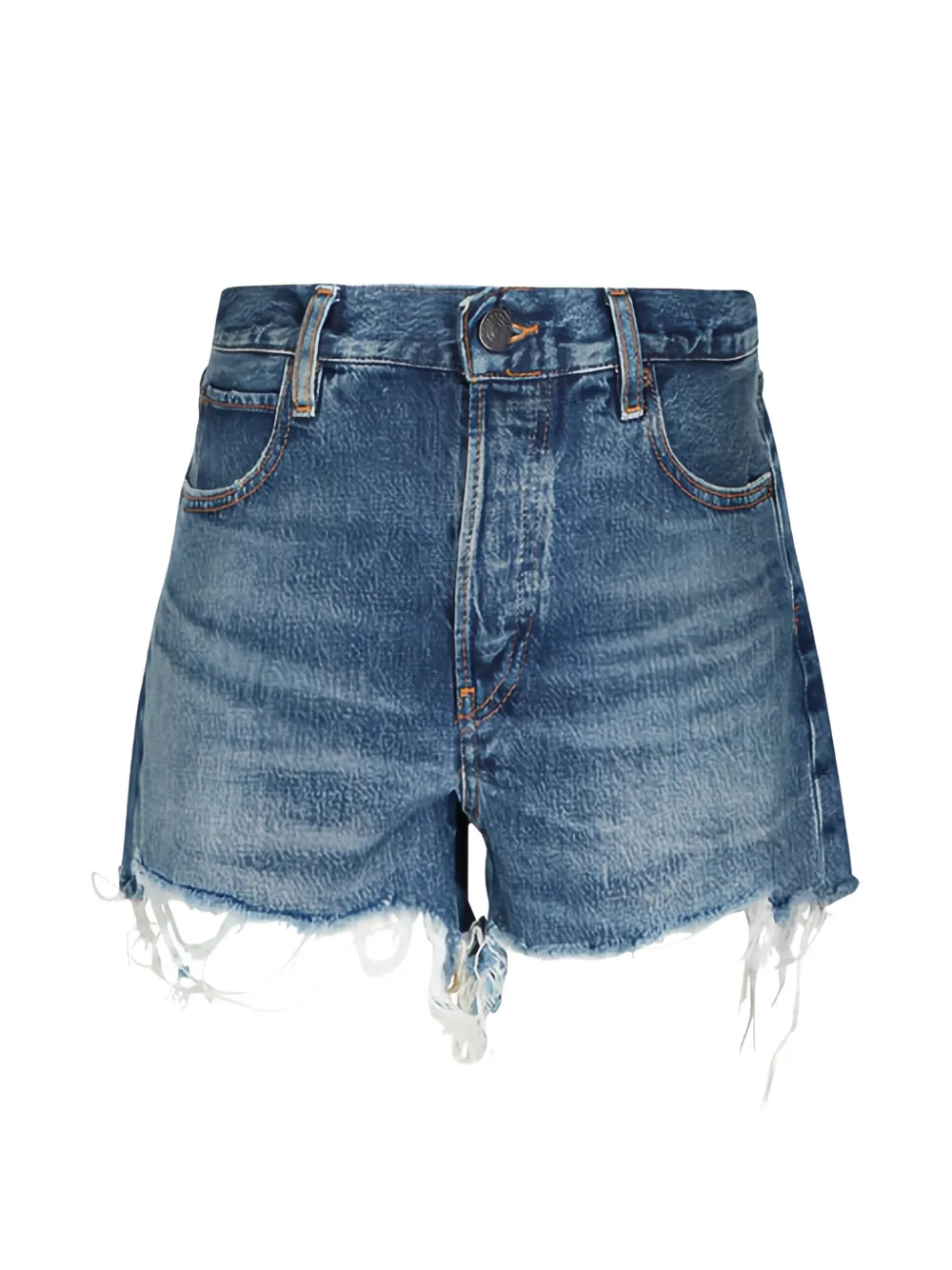 FRAME The Hang frayed-hem mini shorts - Blu
