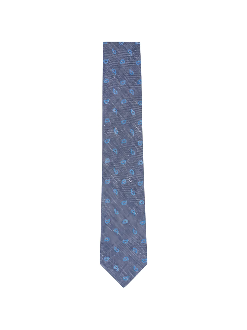 Zegna paisley-embroidered chambray tie - Blau