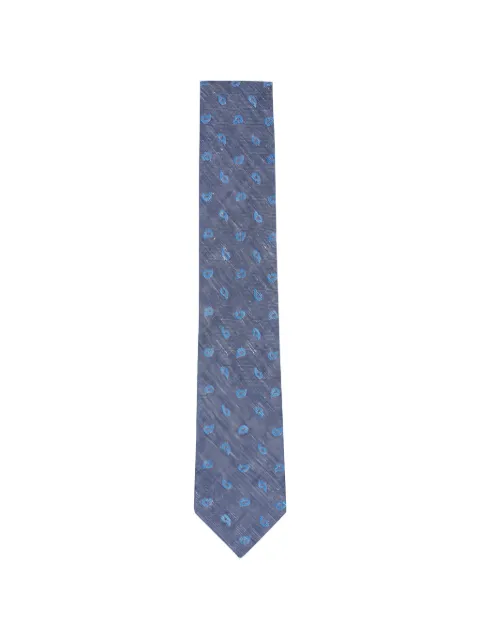 Zegna paisley-embroidered chambray tie