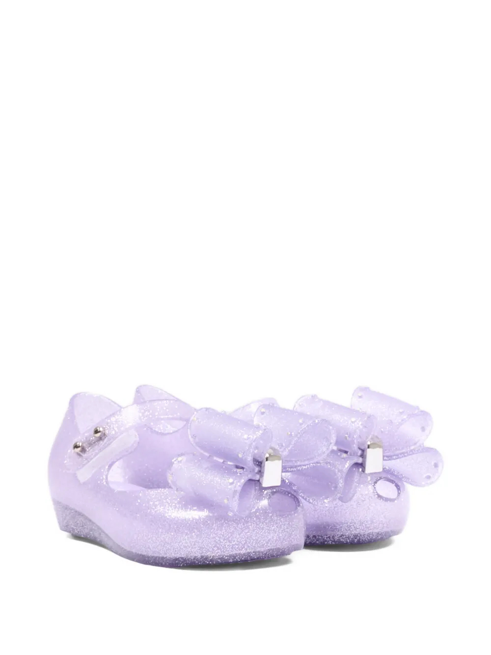 Mini Melissa Ultragirl Classic Bow glitter-effect bow-detail ballet flats - Viola