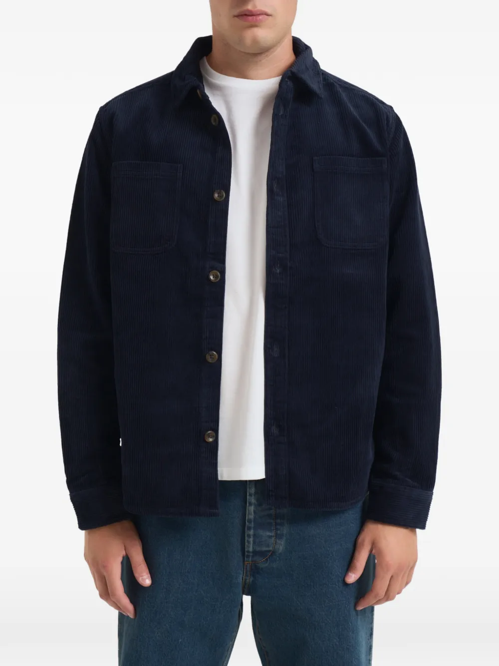Les Deux corduroy patch-pocket shirt - Blu