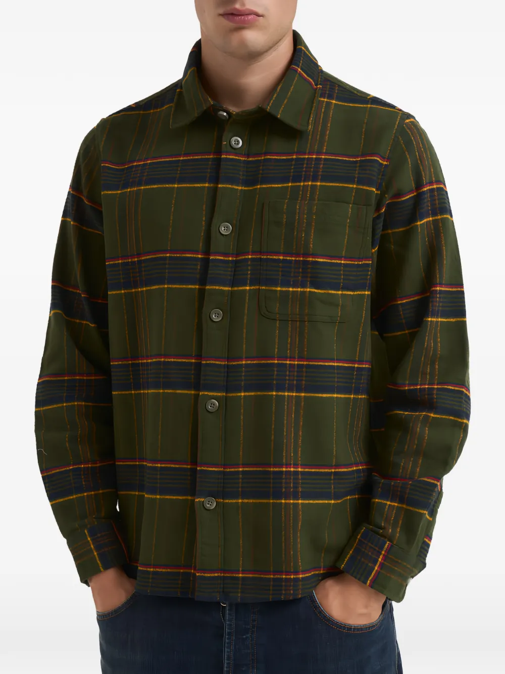 Les Deux check-pattern chest-pocket shirt - Verde