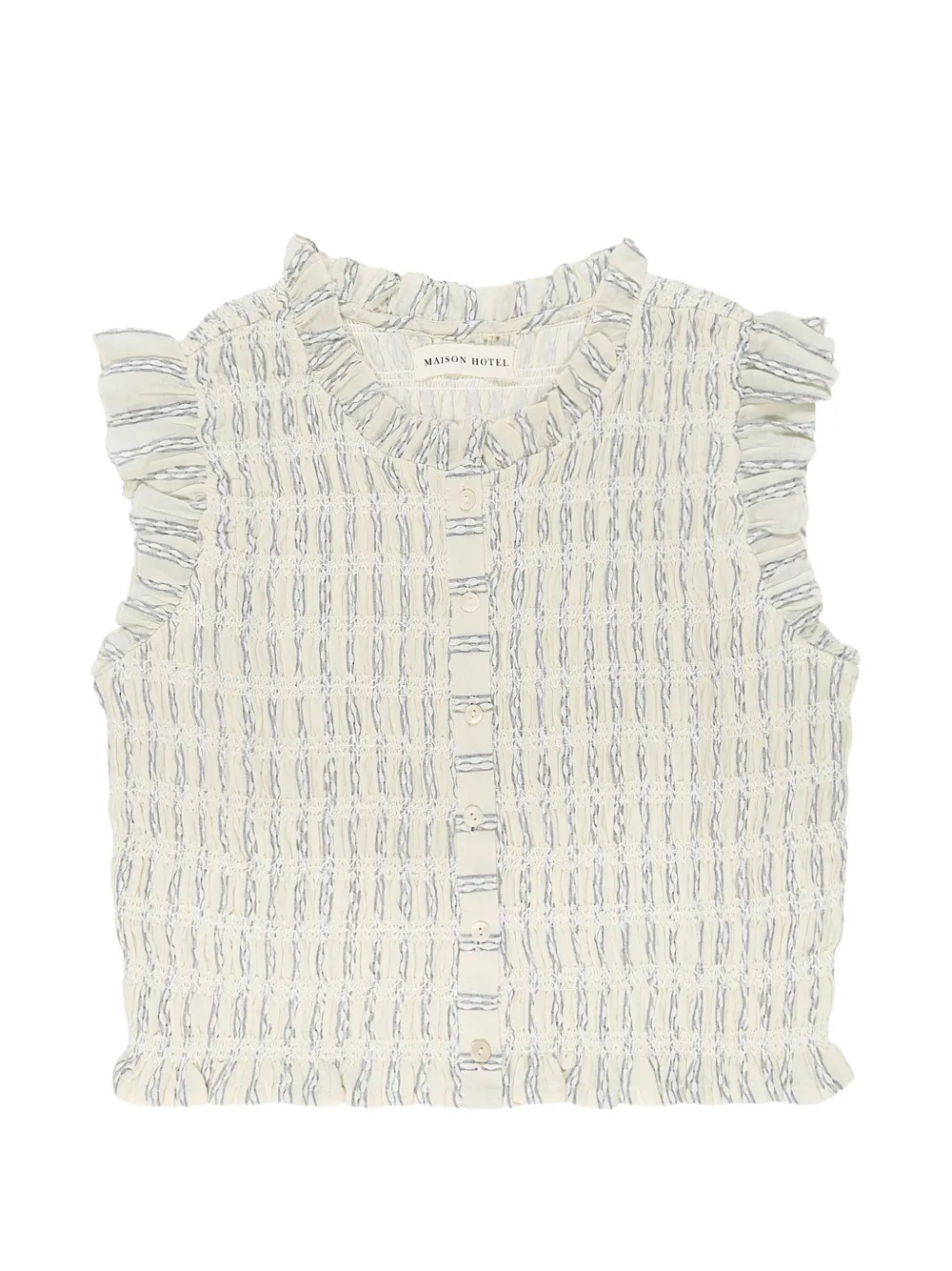 MAISON HOTEL Omaris shirred ruffled blouse - Toni neutri