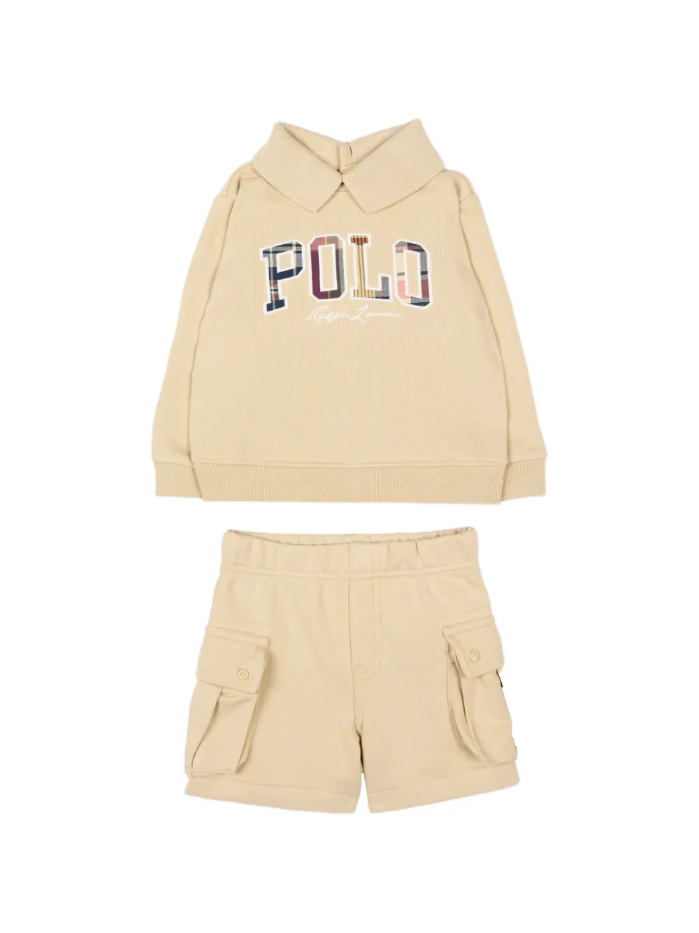 POLO RALPH LAUREN KIDS logo-patch short set - Toni neutri