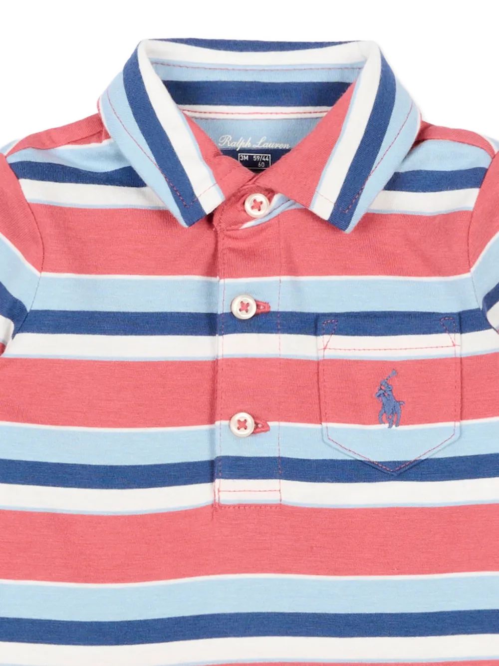 POLO RALPH LAUREN KIDS Gestreepte katoenen romper Roze