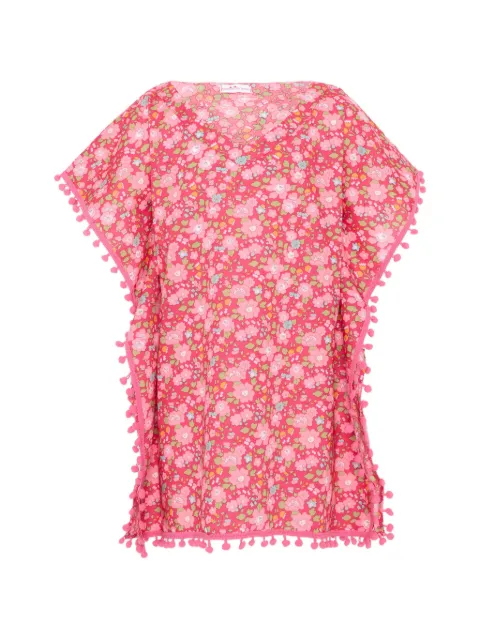 Pesciolino Rosso Kids caftan fleuri à détail de pompon