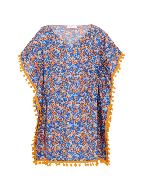 Pesciolino Rosso Kids caftan fleuri à détail de pompon