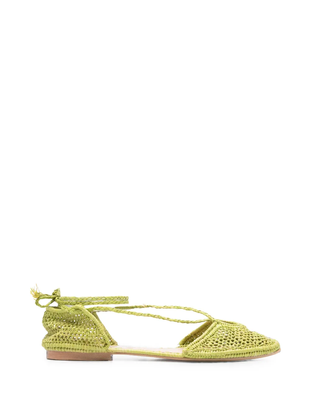 SLO_HAND_MADE woven tie-fastening ballet flats - Verde