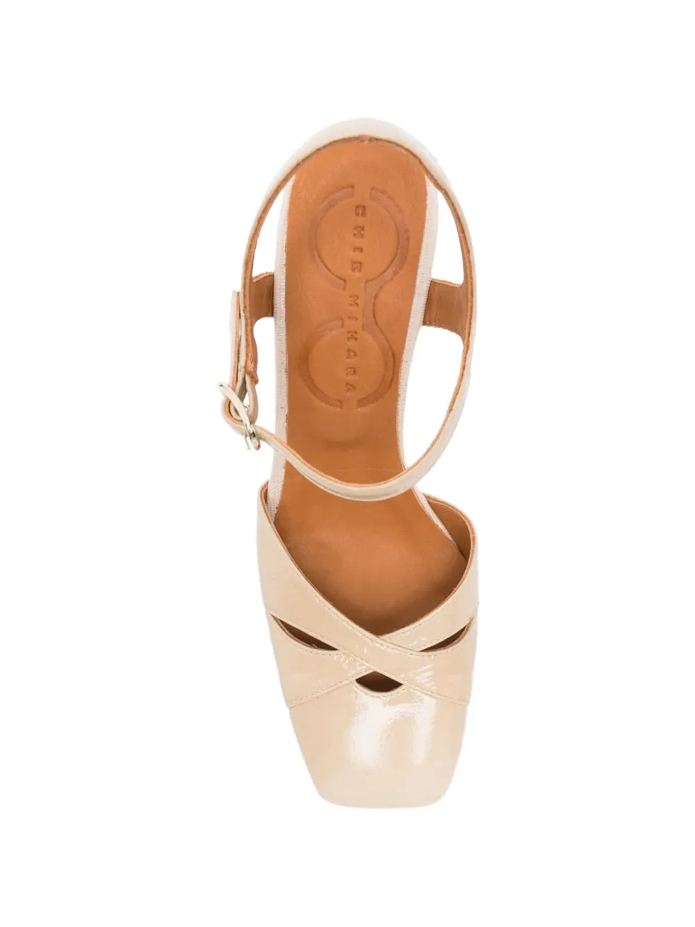 Chie Mihara Oidina crinkle-leather slingback pumps Beige