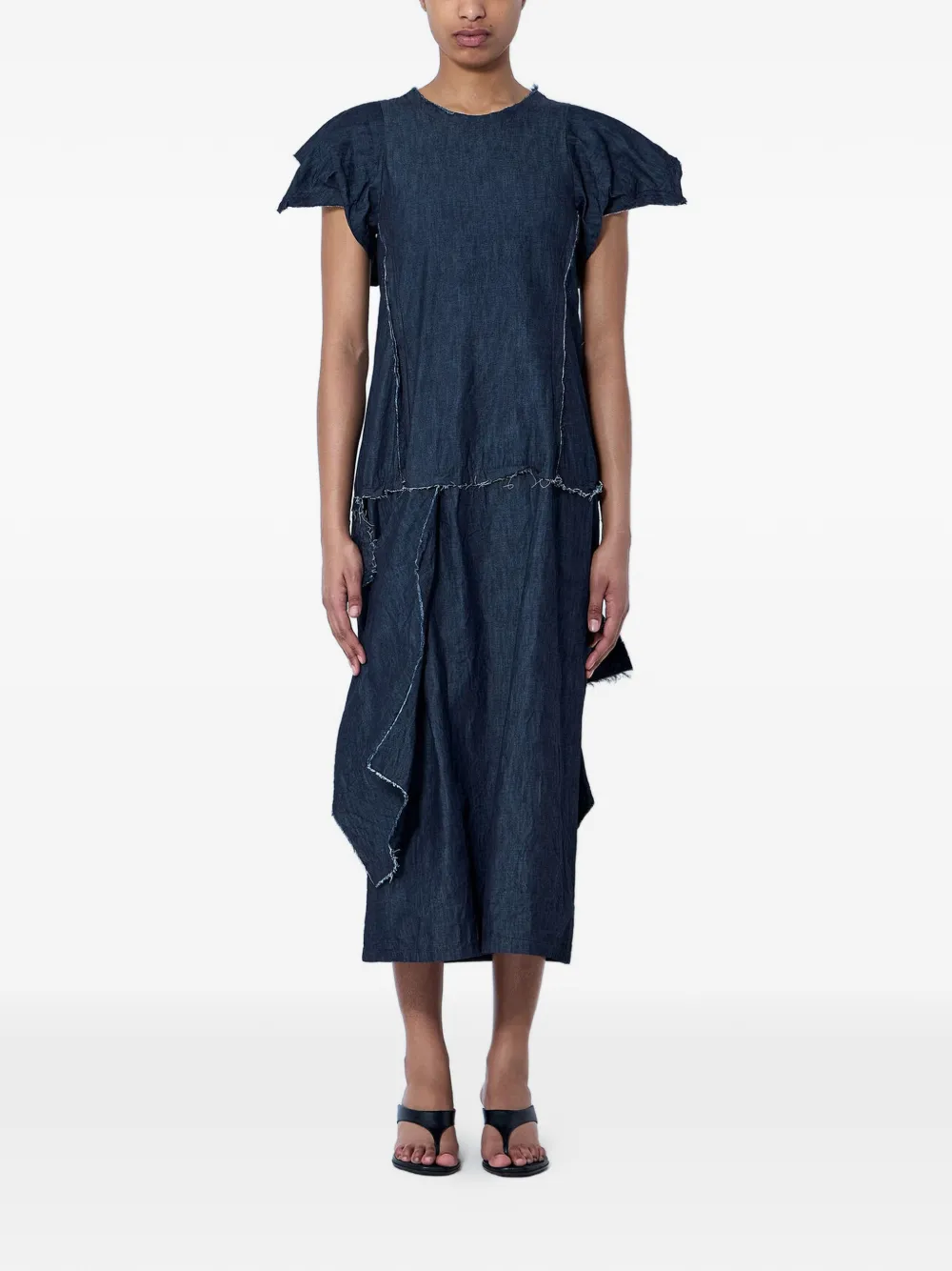 Limi Feu x Yohji Yamamoto ruffled midi dress - Blue