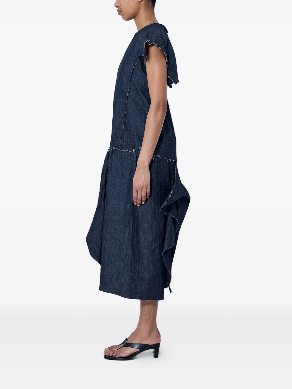 Limi Feu x Yohji Yamamoto midi-jurk met ruches Blauw