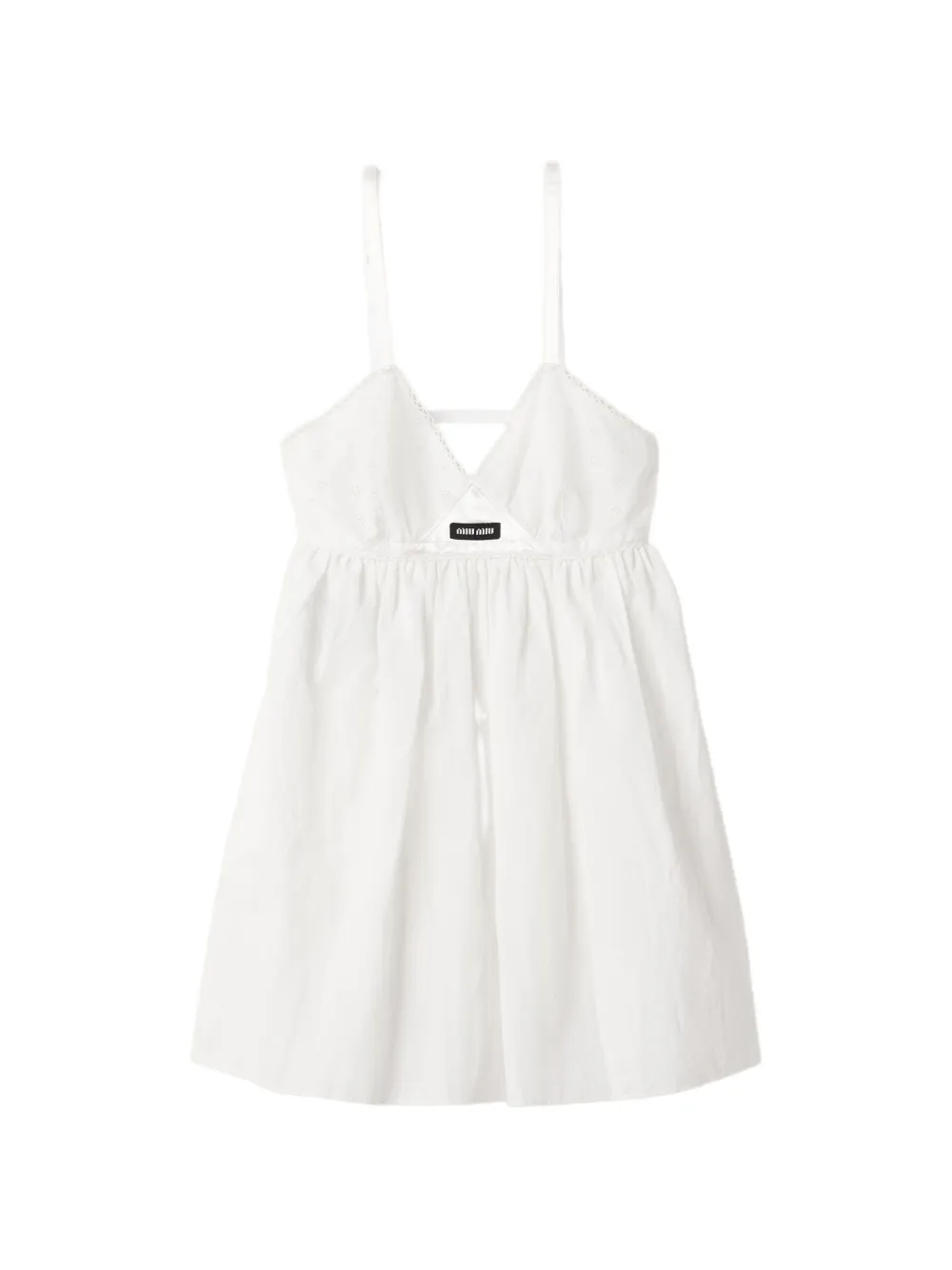 Miu Miu slubbed poplin and eyelet lace mini-dress - Bianco