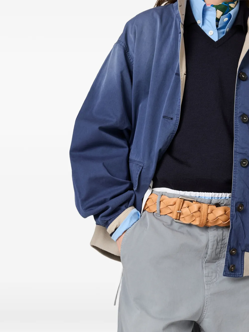 Miu Twill jack met verwassen effect Blauw