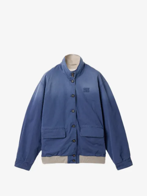 Miu Miu logo-embroidered faded jacket