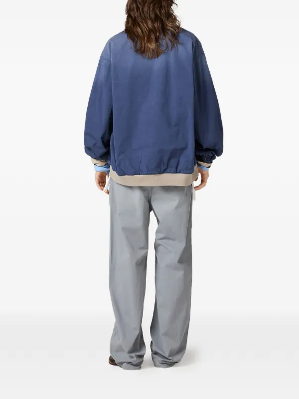 Miu Miu faded-effect logo-embroidered Jacket | Blue | FARFETCH