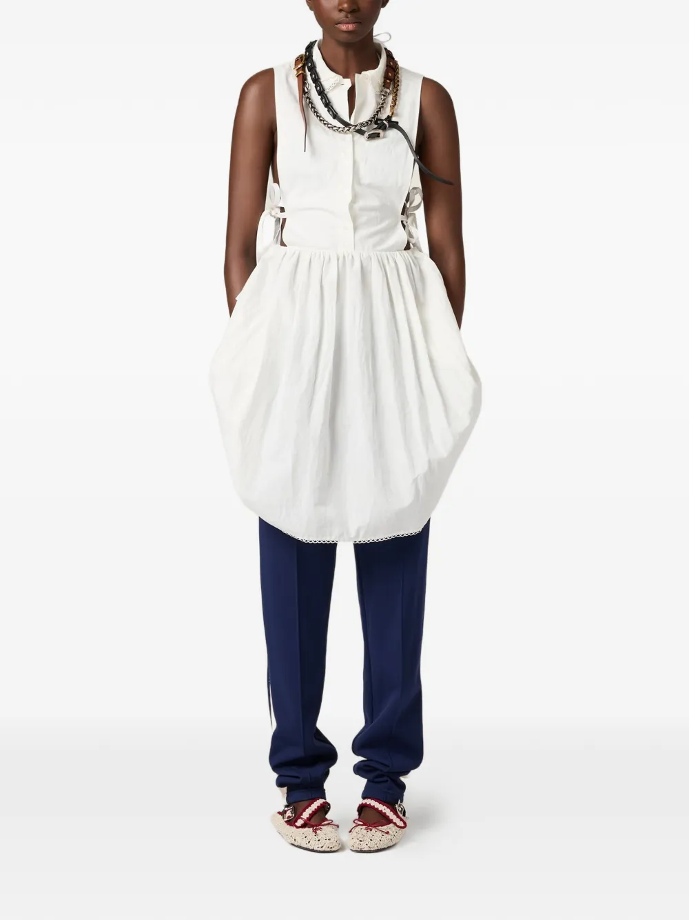Miu Popeline jurk Wit