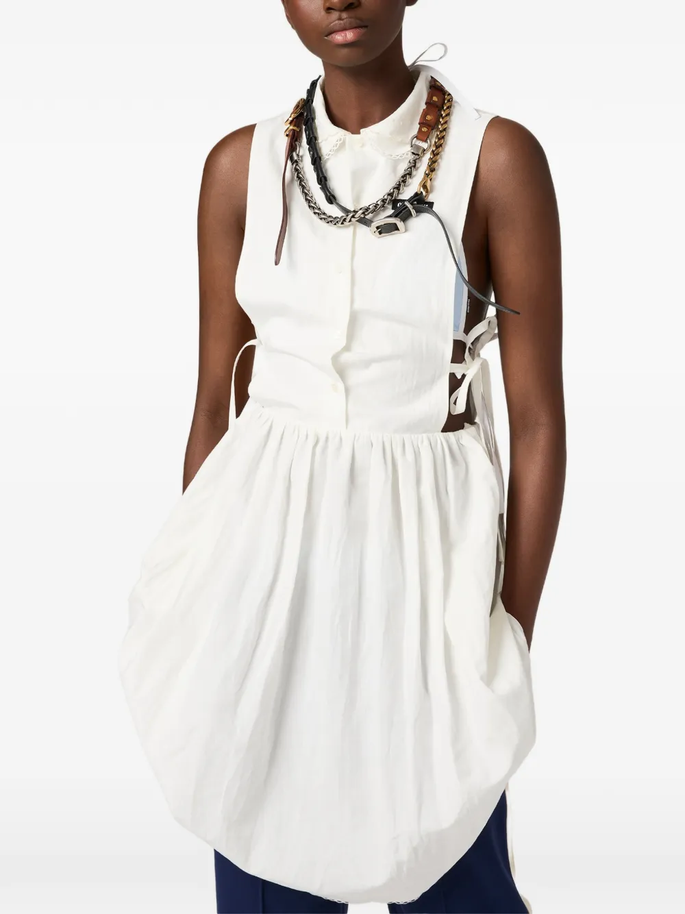 Miu Popeline jurk Wit