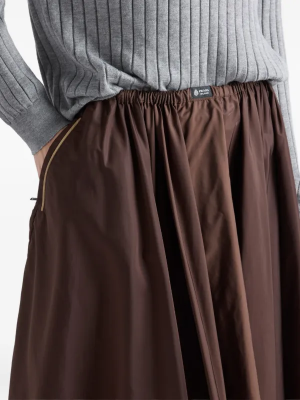 Prada Lightweight Gathered re-nylon Skirt | Brown | FARFETCH