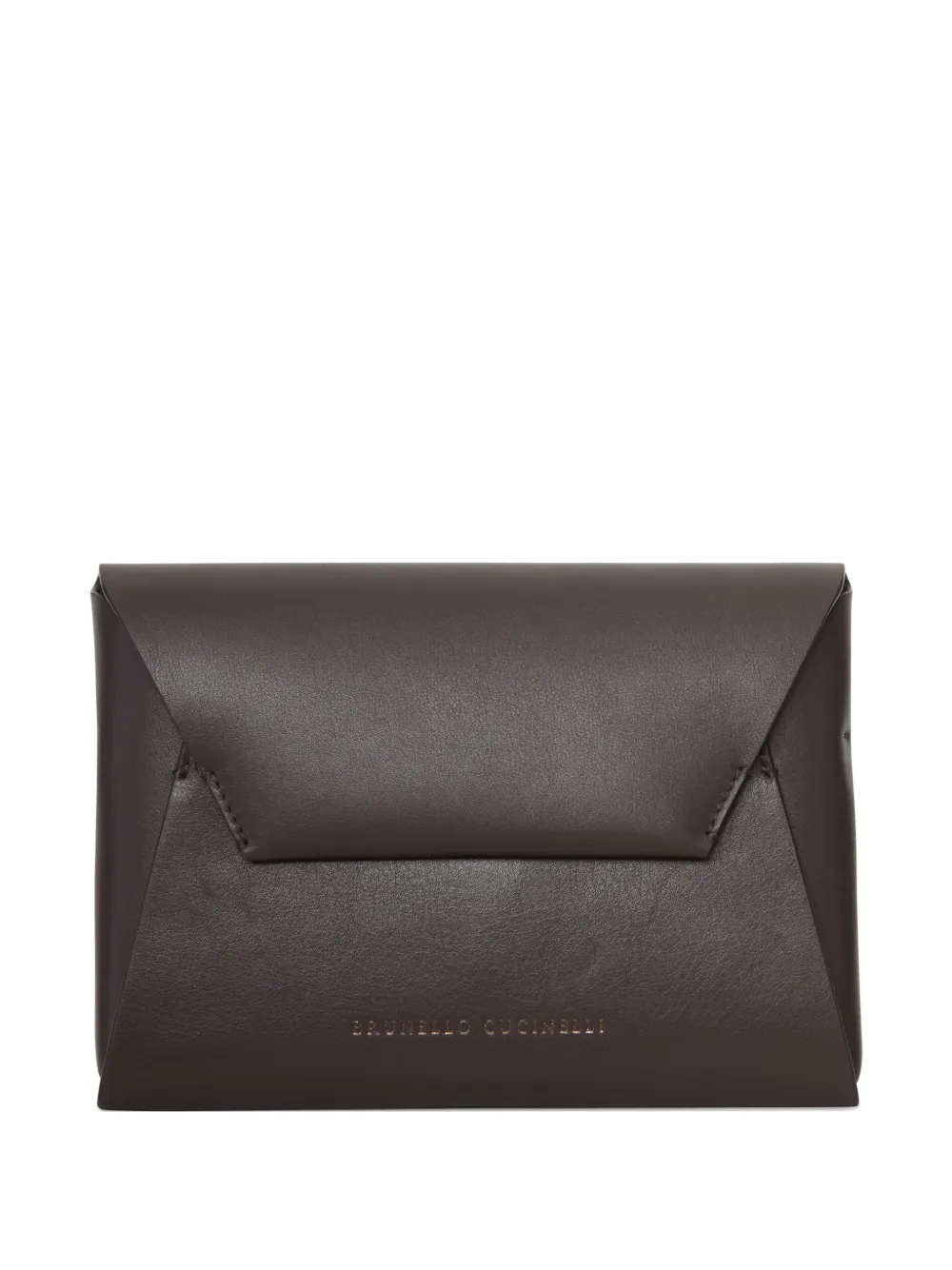 Brunello Cucinelli envelope-style leather clutch bag - Marrone