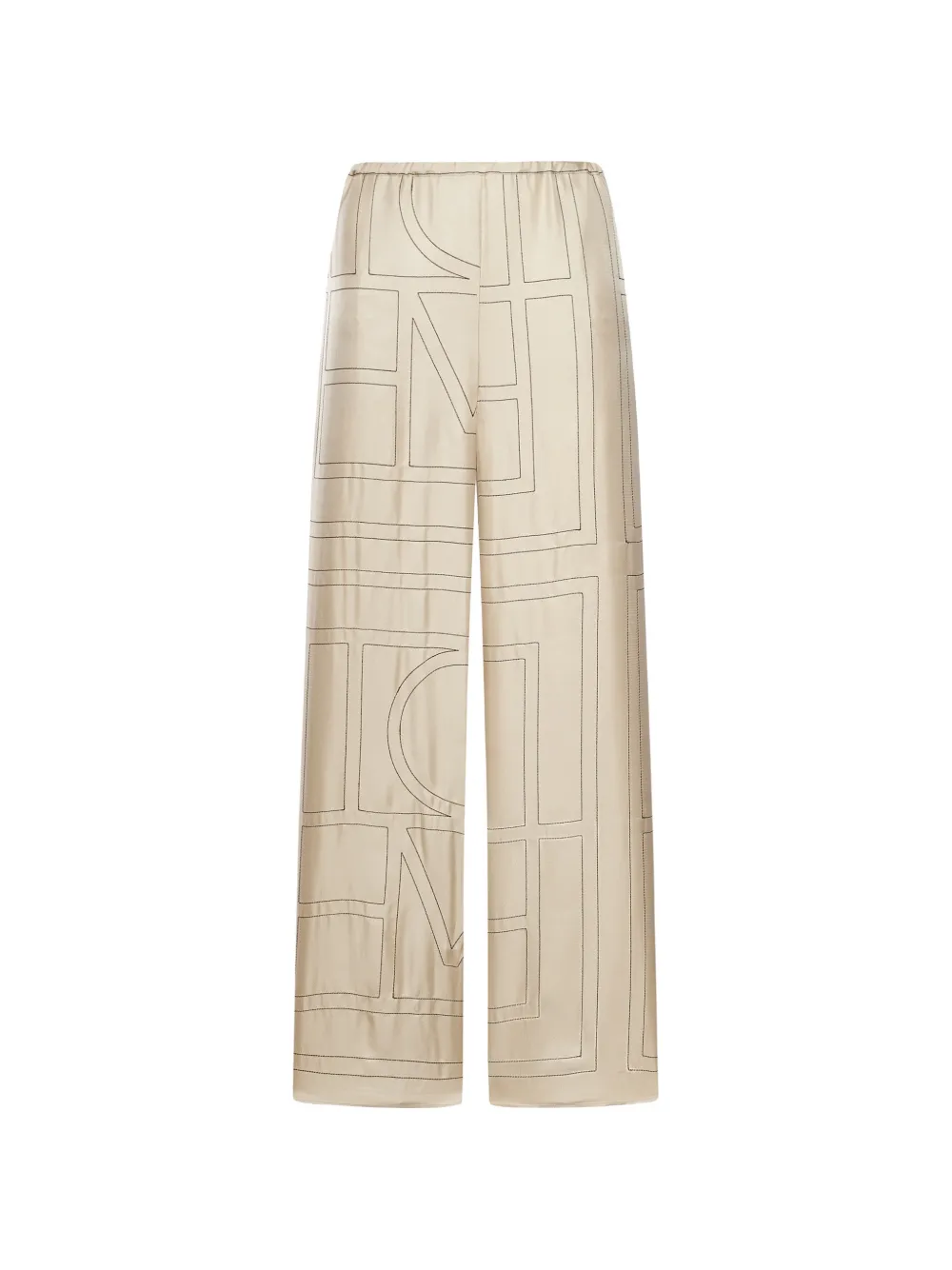 TOTEME monogram-print silk trousers - Nude