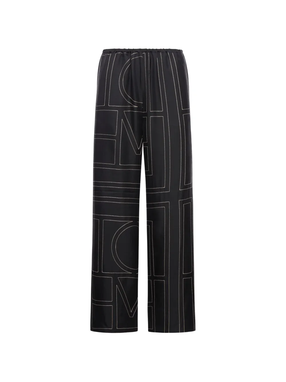 TOTEME monogram-print silk trousers - Nero