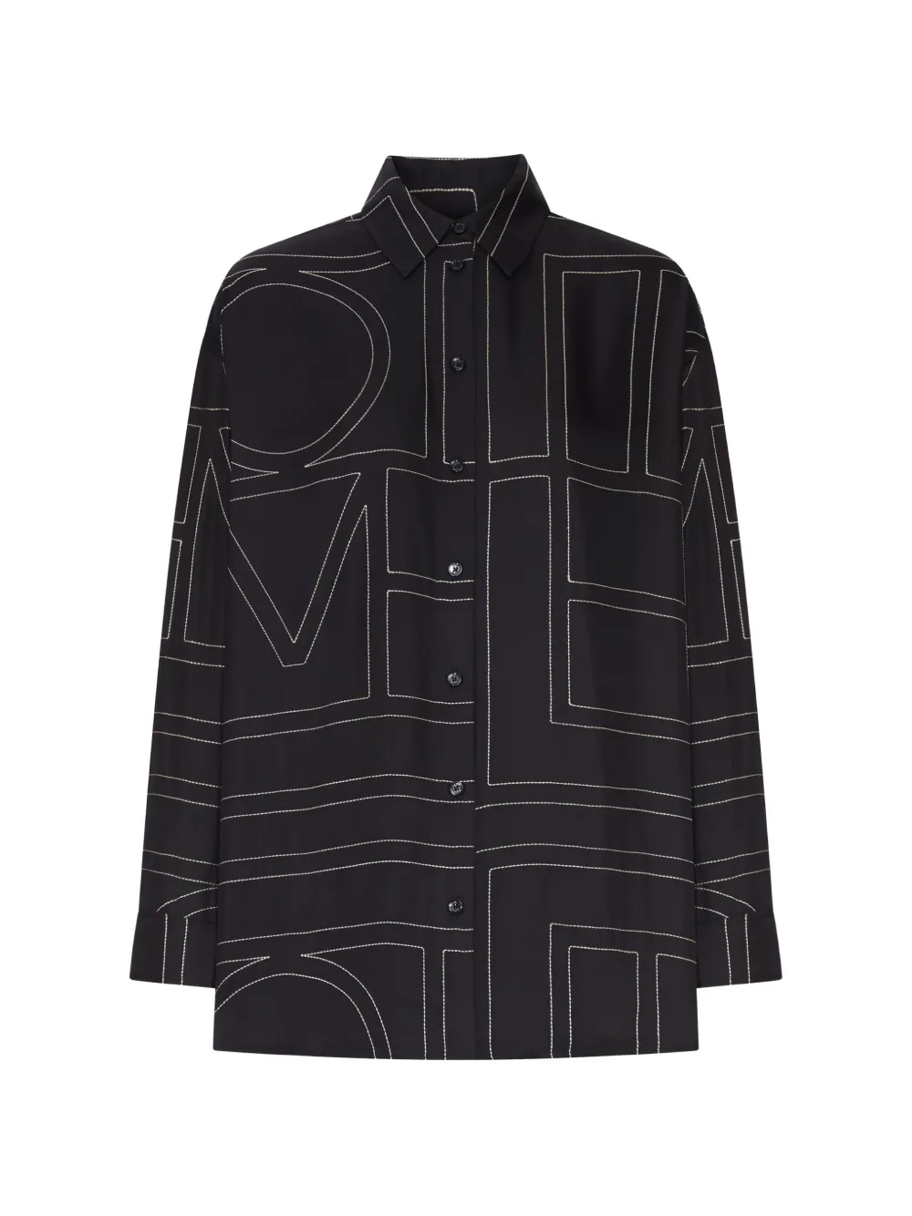 TOTEME monogram-embroidered silk shirt - Nero