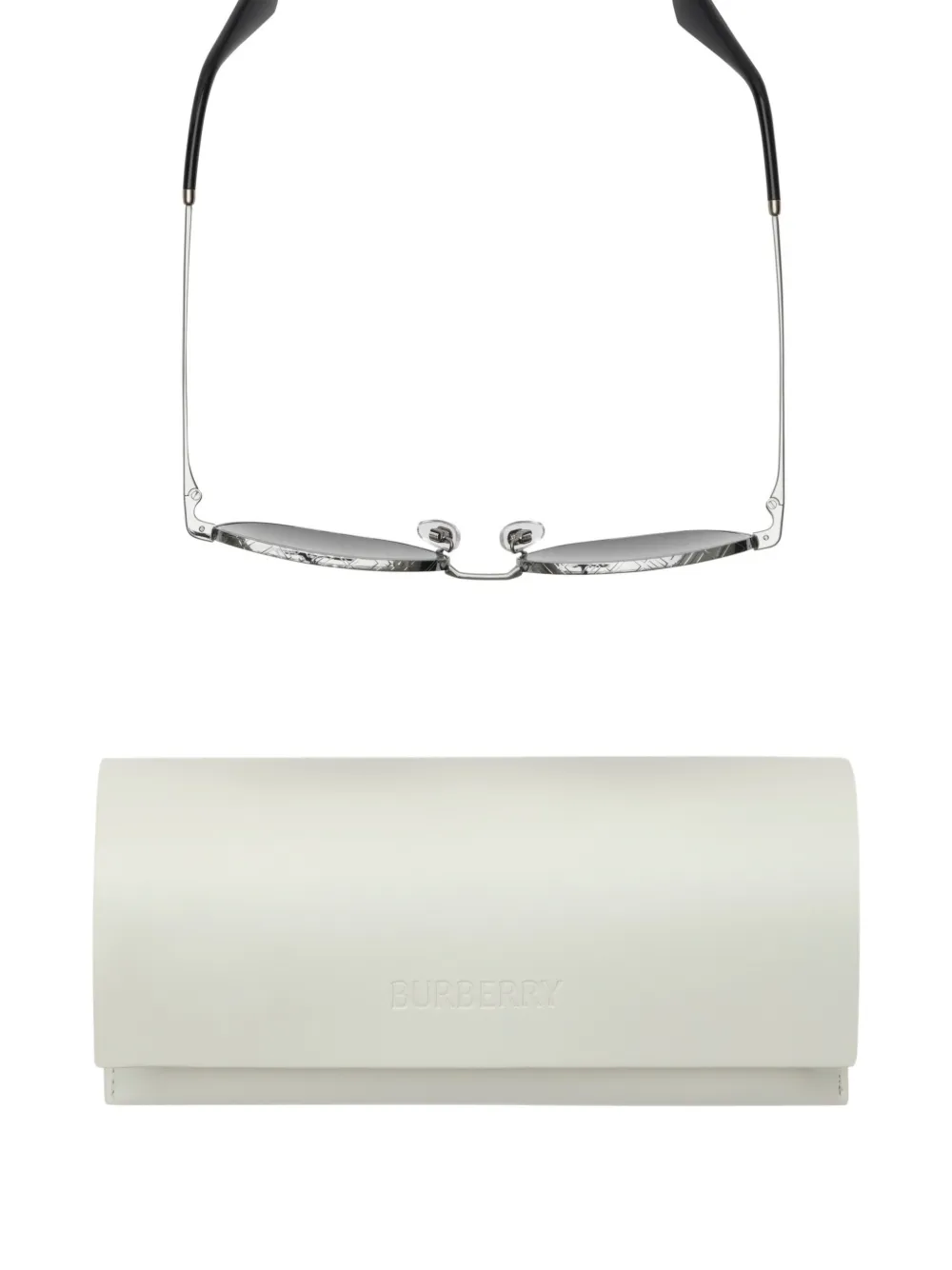 Burberry Eyewear Check zonnebril met vierkant metalen montuur Zilver