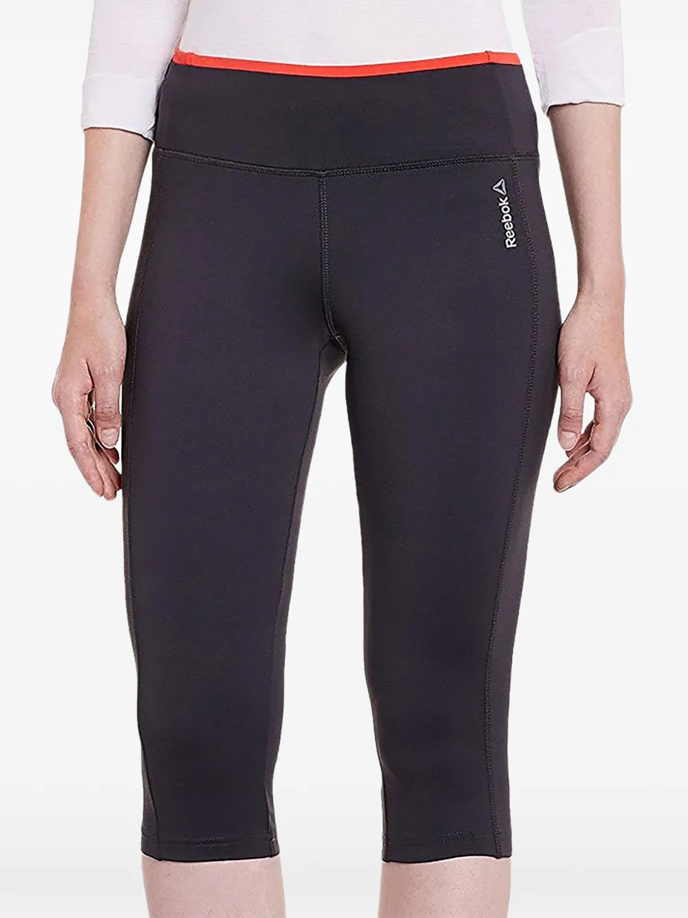 Reebok Cropped-Leggings mit Logo-Print - Schwarz