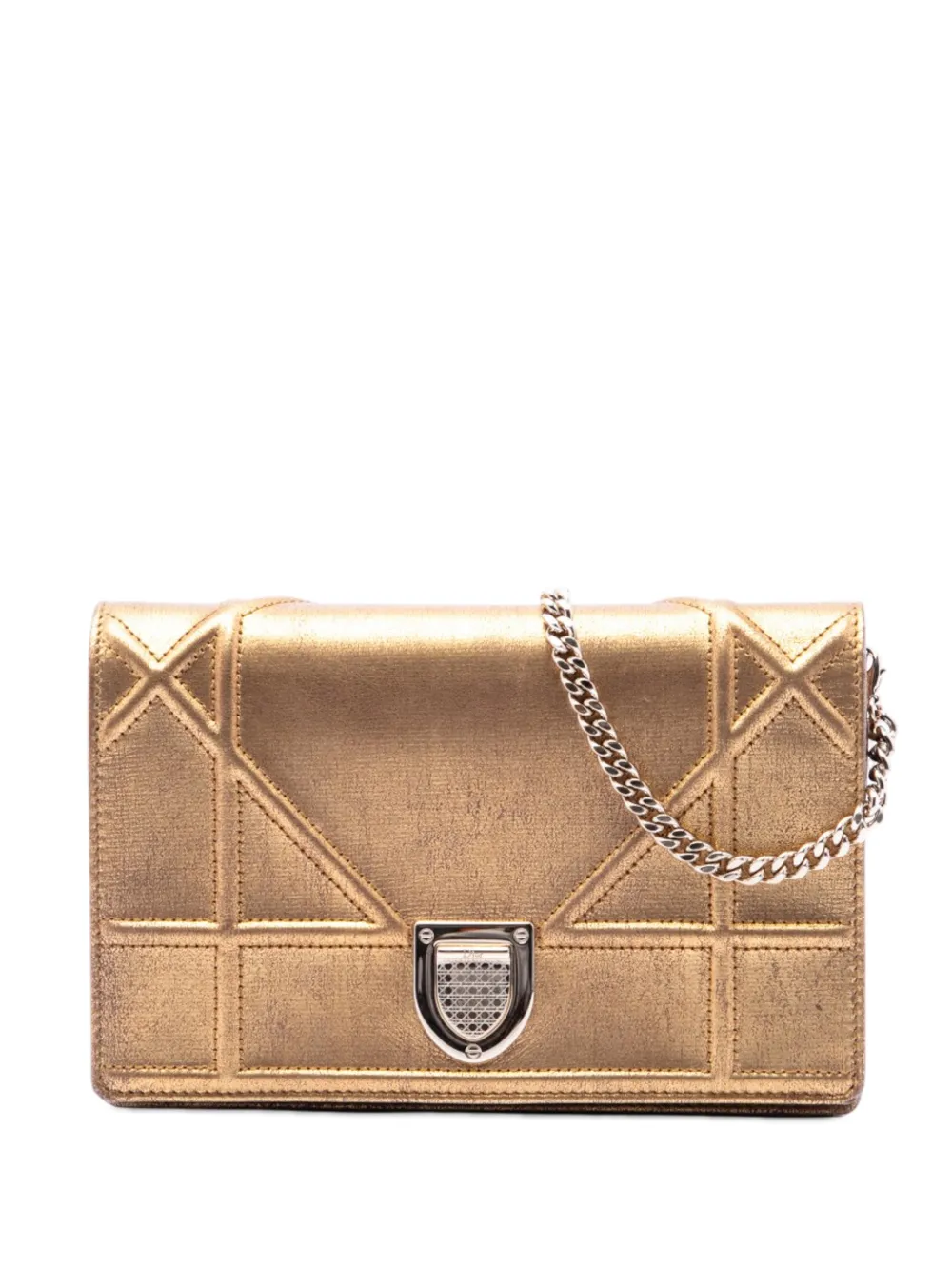 Christian Dior Pre-Owned 2016 Metallic Calfskin Diorama Wallet on Chain crossbody bag - Oro