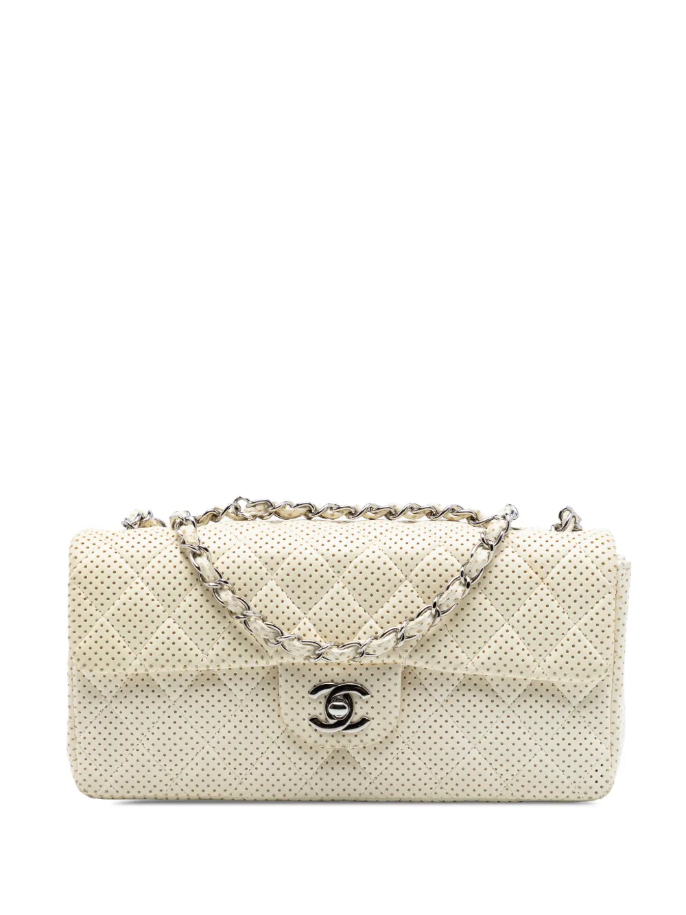 CHANEL Pre-Owned 2006-2008 Classic Perforated Lambskin East West Flap shoulder bag - Bianco