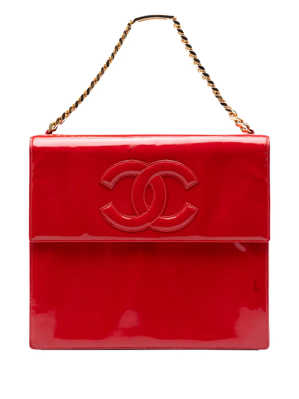 CHANEL Pre-Owned 1996-1997 CC Patent Chain Top Handle Flap handbag - Nero