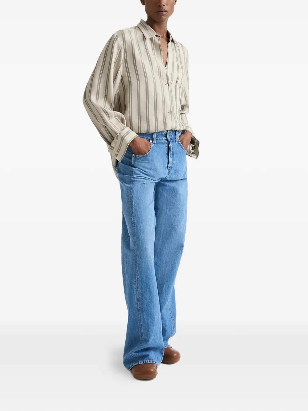 TWP Gestreept overhemd Beige