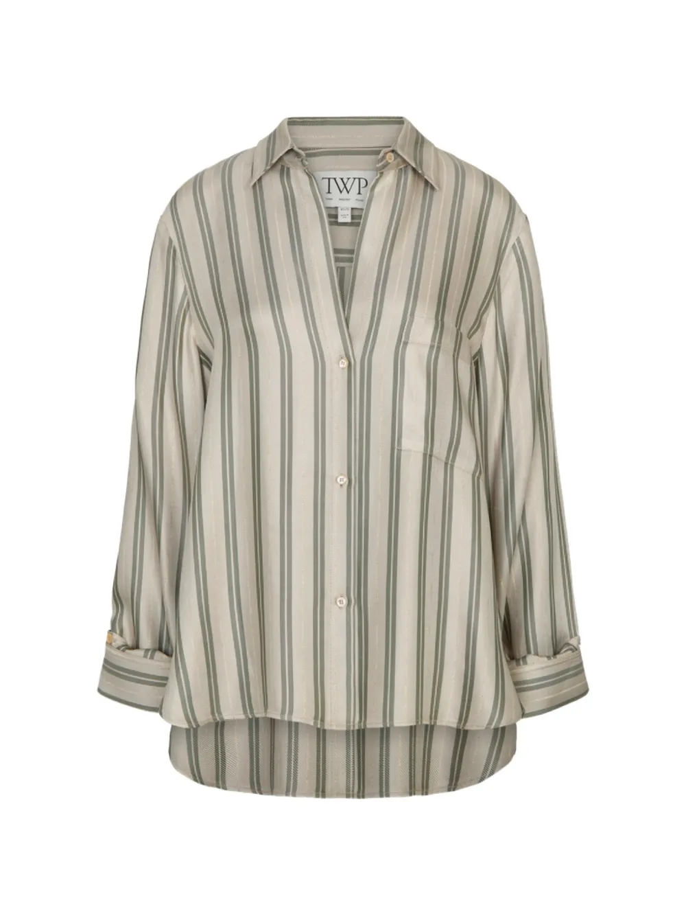 TWP Next Morning vertical-stripe chest-pocket shirt - Neutrals