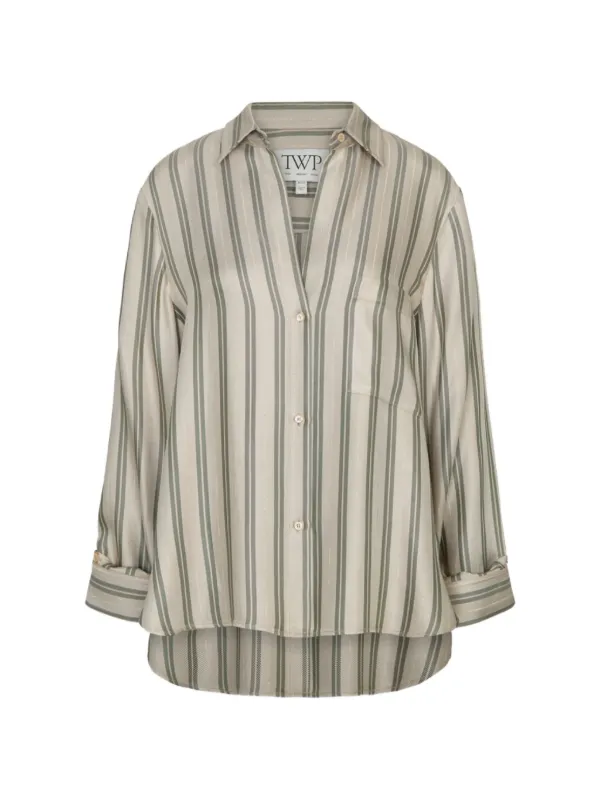 Twp Next Morning Striped Chest-pocket Shirt in Neutrals