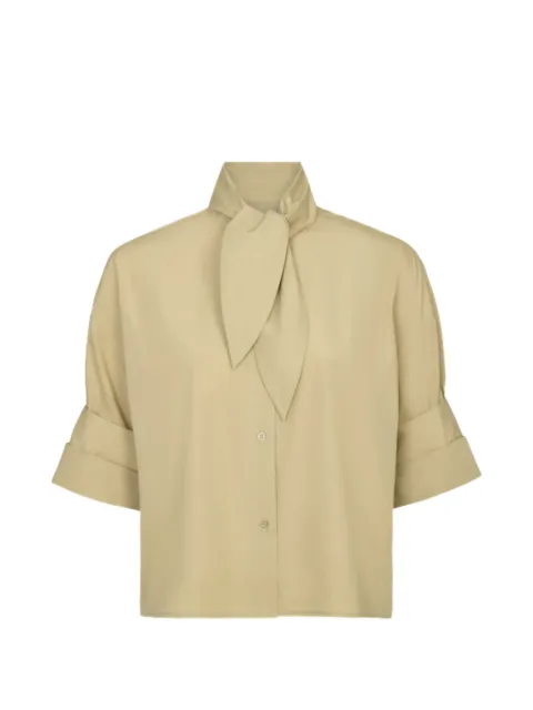 TWP tie-neck short-sleeve blouse