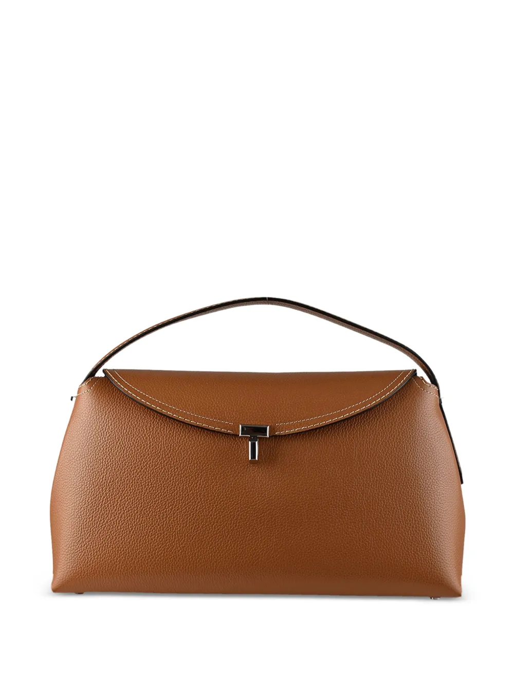 TOTEME T-Lock grained leather tote bag - Marrone
