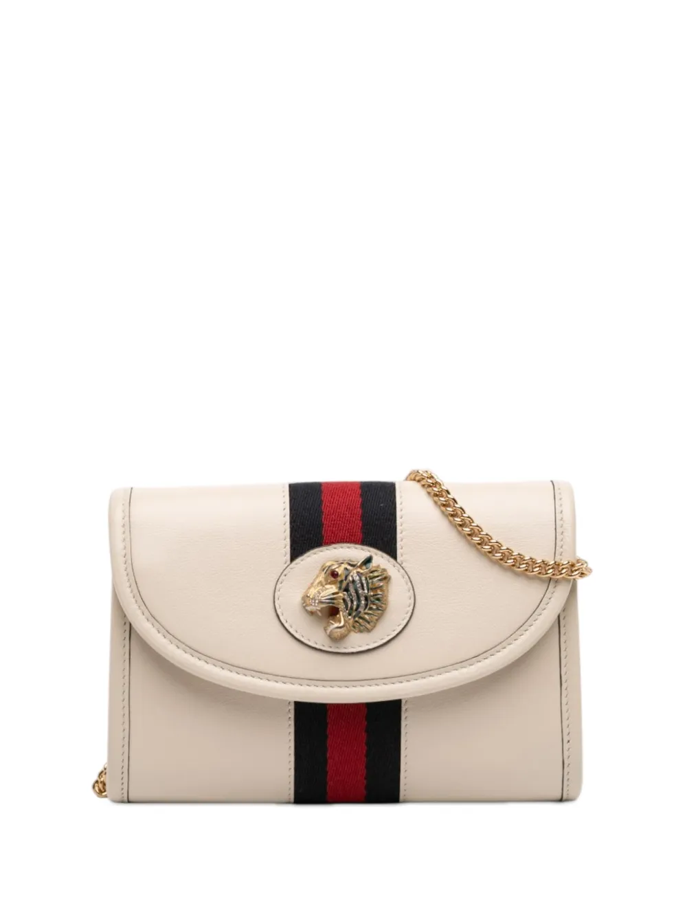 Gucci Pre-Owned 2000-2015 Mini Calfskin Rajah Web Chain crossbody bag - Bianco