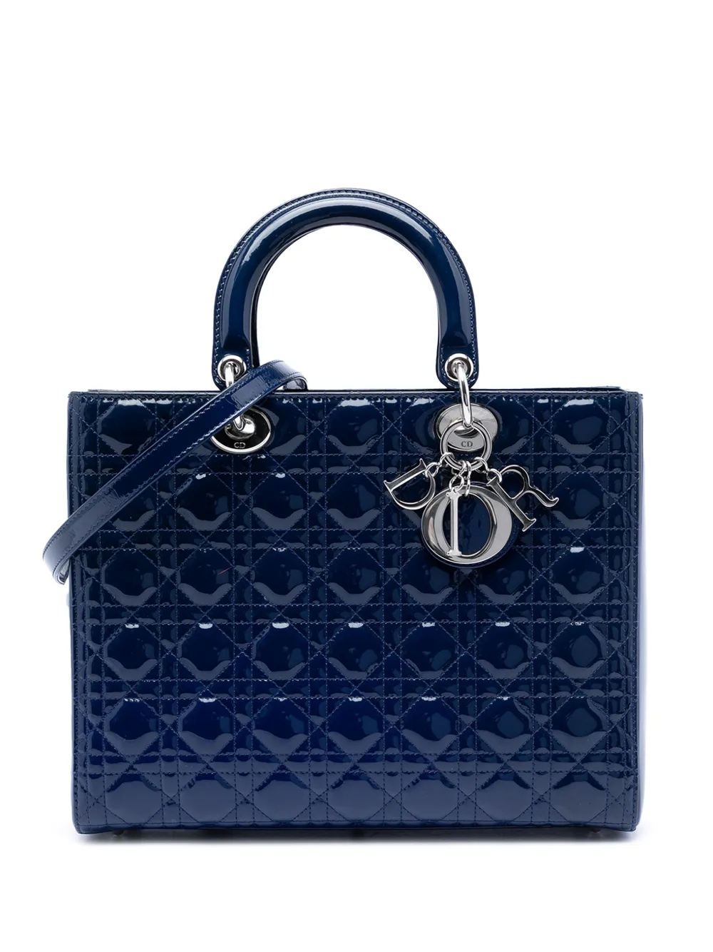 Christian Dior Pre-Owned 2013 Large Patent Cannage Lady Dior satchel - Blau