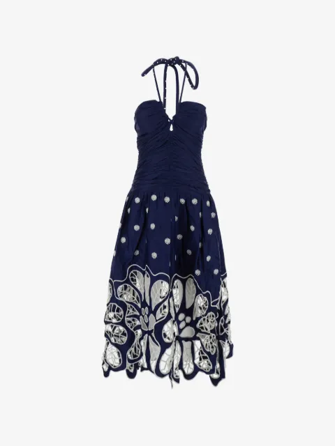 FARM Rio Richelieu embroidered cotton midi dress