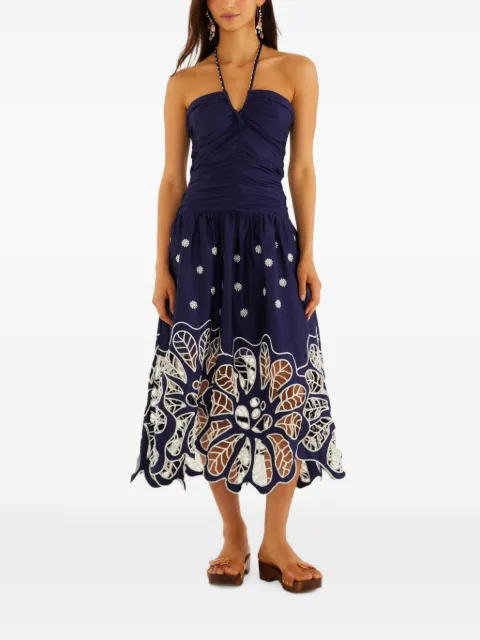 FARM Rio embroidered Richelieu midi dress