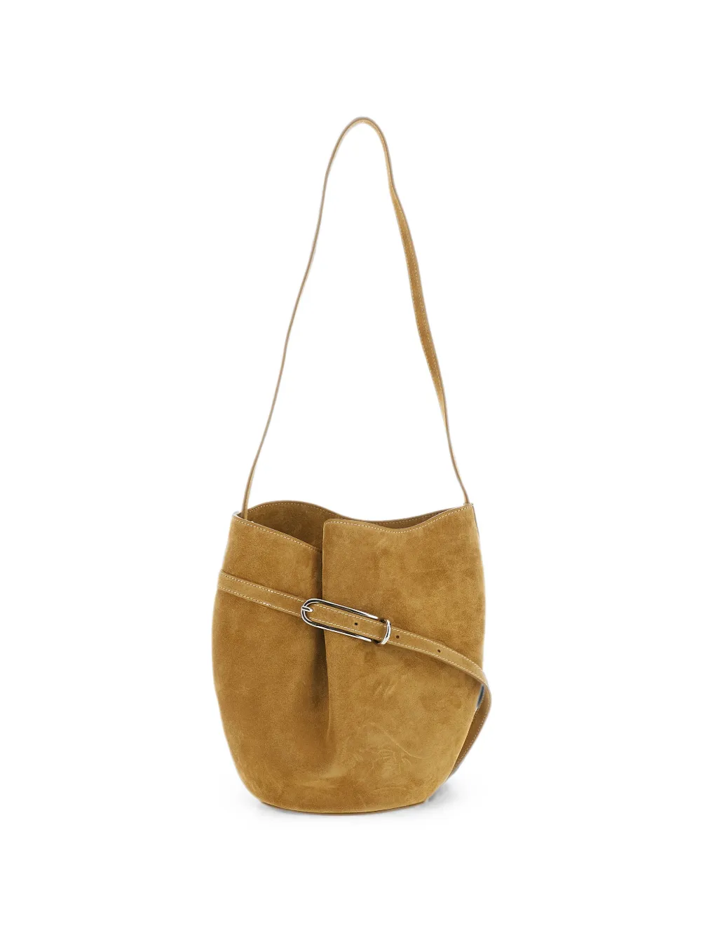Liffner Belted Bucket suede bucket bag - Marrone