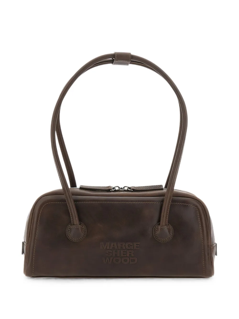 Marge Sherwood logo-debossed leather shoulder bag - Marrone