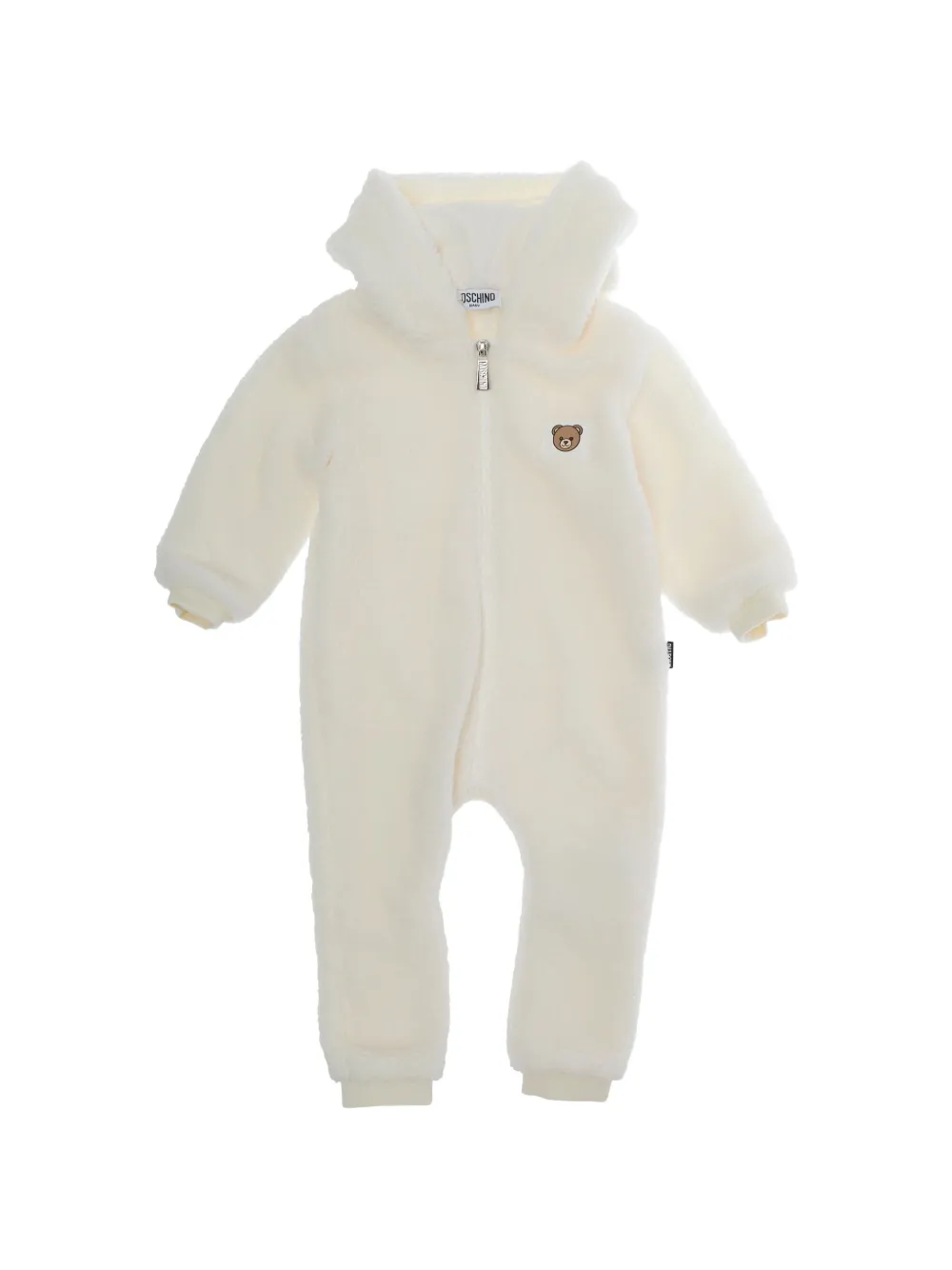 Moschino Kids teddy-ear hooded romper - Tons neutres