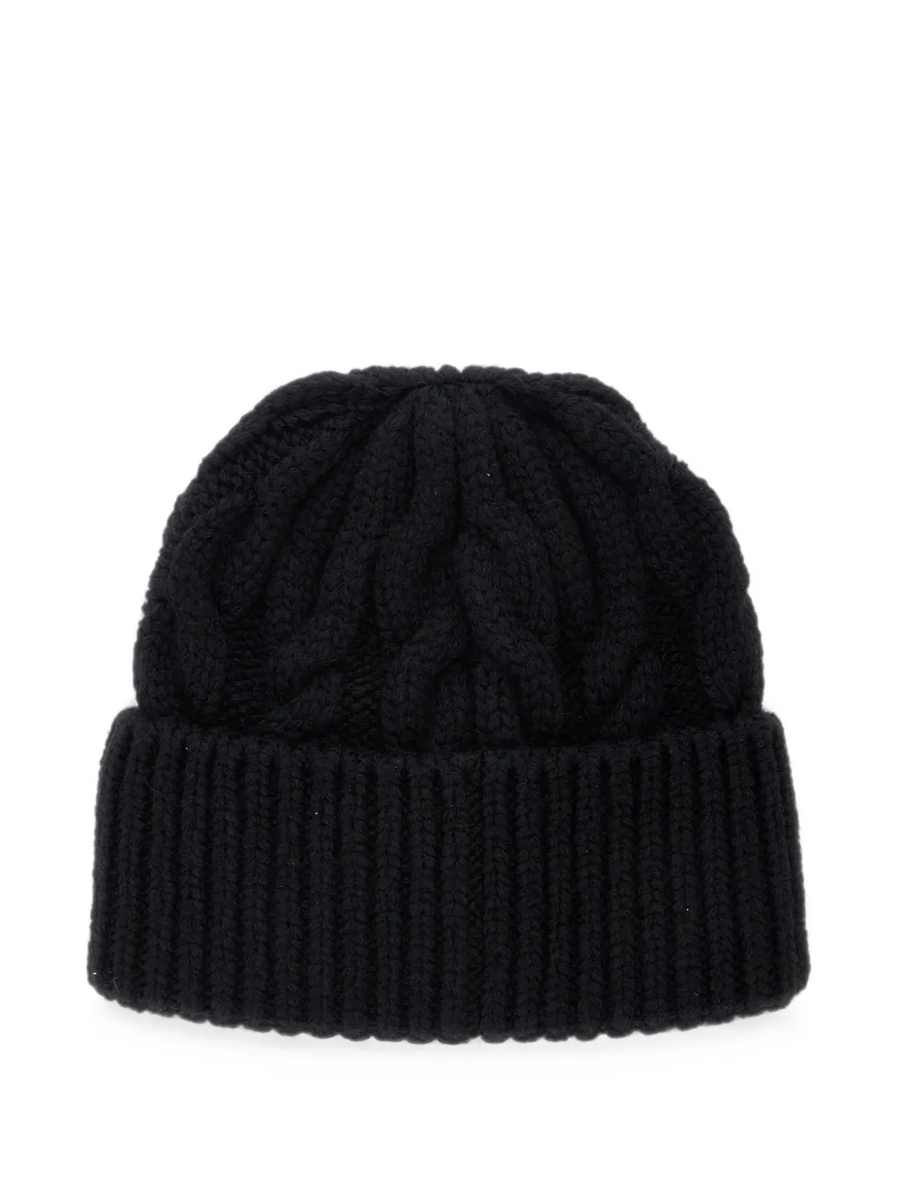 Moncler Grenoble Kabelgebreide muts met logopatch Zwart