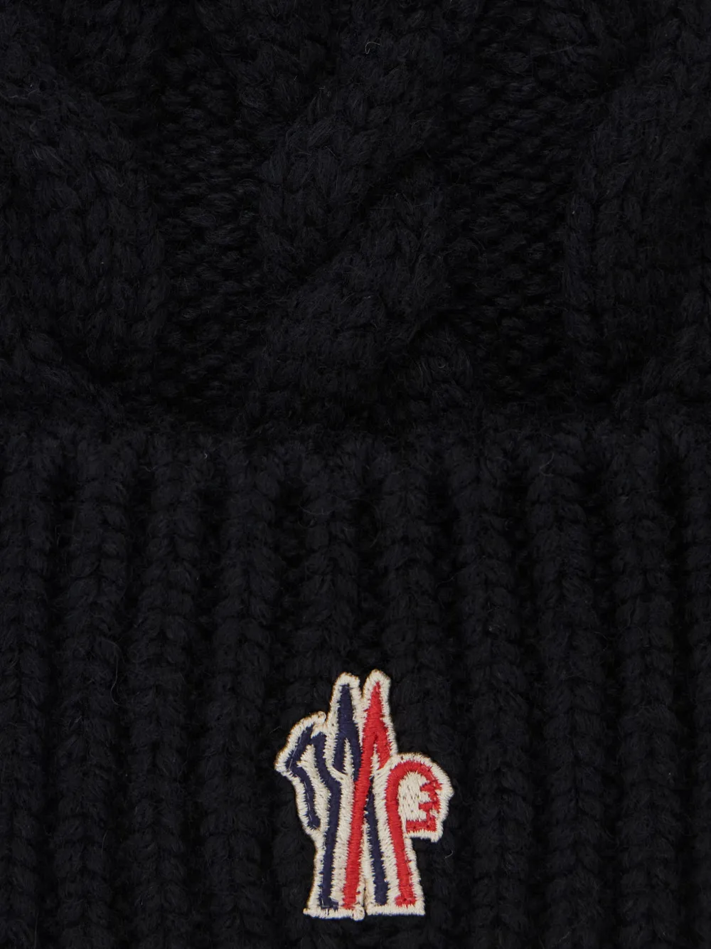 Moncler Grenoble Kabelgebreide muts met logopatch Zwart