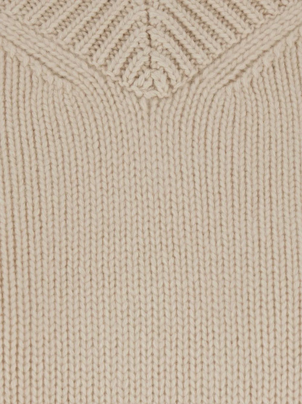 Soft Goat V-neck ribbed sweater Beige